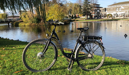 E-Bike, im Hintergrund ein See mit Enten - Copyright: Sina Glinka